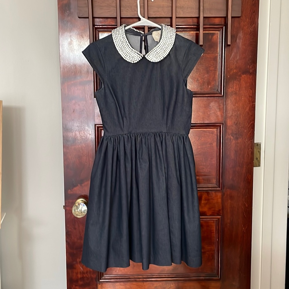 Kate Spade Denim Formal Holiday Dress with bling collar